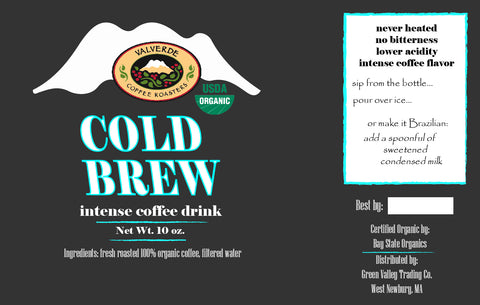 Cold Brew 100% Organic Bolivian coffee. Ready to drink. FREE SHIPPING. NEW PRODUCT!